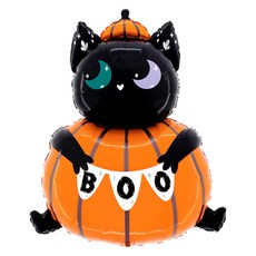 GRABO BALLOONS 萬聖節鋁箔氣球 南瓜貓, 1個, 混色