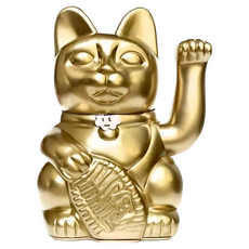 Diminuto Cielo 幸運繽紛自動招手招財貓, 15cm, 啞光金