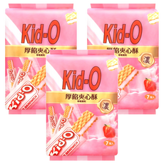 Kid-O 厚餡威化餅 草莓風味, 91g, 3袋