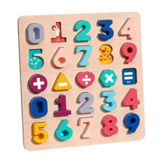 smartmom 木製拼圖手抓字母數字認知板 學習ABC 28.5 x 28.5 x 2cm,1組, 25片