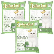 Aatas Cat 加冕貓 紙砂 KRISP KLUMP 凝結環保貓砂 綠茶香, 7L, 3包