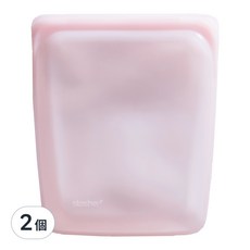 stasher 大長形矽膠密封袋, 按壓自密封 Pinch locTM 封口設計,可重複使用,耐候性佳, 21.59 x 26.03 x 3.81cm, 粉紅色, 1入, 2個