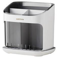 Haru It 3格整潔餐具收納筒, 黑色 白色, 1個