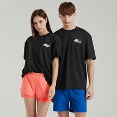 HMUS Causeway 寬鬆版短袖T恤情侶防曬衣2件組, 黑色