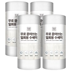 무로 뜯어쓰는 일회용 수세미 롤형, 화이트, 61개입, 4개