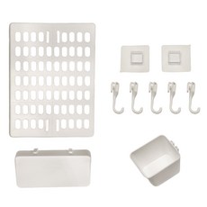 【蘇林嚴選】洞洞板壁掛置物架 Set 4件組, 洞洞板/21x30cm, 長方形盒/20x10x3cm, 正方形盒/10x8x8cm, 掛勾/6x2cm, 白色, 1組