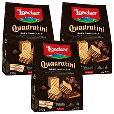 Loacker 萊佳哈斯 方角哈斯餅 黑巧克力口味, 250g, 3包