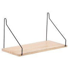 小麥購物 北歐風木質一字隔板牆面置物架 L2453, 實木色, 1層