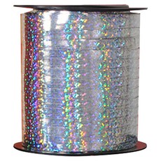 派對裝飾珠光捲曲緞帶, 1個, 銀色