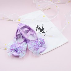 비단길 여아용 재키 더블리본 발레슈즈 + 슈즈파우치 세트