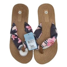 花布人字輕鬆花調女拖鞋, 37 24.5cm, 水藍色