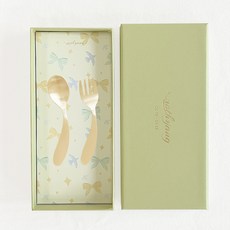 Nothyang 嬰兒湯匙叉子組+禮品盒, 1組, 淺金色