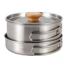 AWANA 摺疊把手鍋2件組, 2個把手鍋 + 蓋子, 銀色, 1組