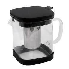 優得 俠客品茶壺 耐熱玻璃 可直接加熱, 黑色, 1L, 1個