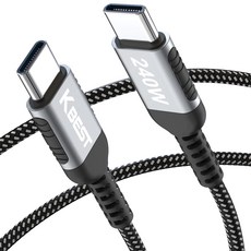 KBEST C TO Type-C PD傳輸線 高速充電 240W, 銀色, 1個, 3m