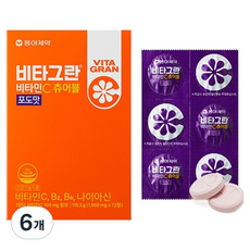 비타그란 동아제약 비타민C 츄어블 포도맛 115.2g, 72정, 6개