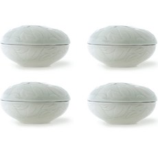 KwangJuYo 雕花白瓷附蓋碗組, 8個, 藍白色