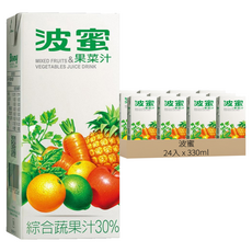 波蜜 果菜汁 鋁箔包, 330ml, 24入