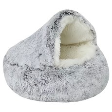 寵物貝殼窩 冬日灰 長毛絨舒適保暖睡墊, 1入, 50cm