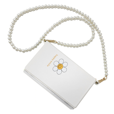 petitk Fun&Fun 雛菊零錢包 + 珍珠背帶, 白色