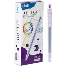 Deli Delite 速乾 Knock 中性筆 0.5mm EQ118, 紫色, 12個