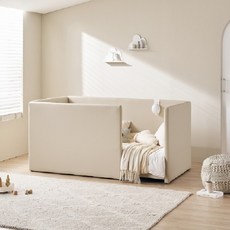 레이디가구 코쿤 슬림 저상형 데이베드 + 안전가드 높은형 세트 방문설치, 연베이지