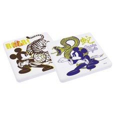 收納王妃 米奇中國風珪藻土杯墊 方 2個, 虎蛇切磋, 1組