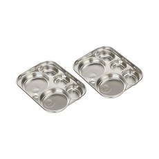 Edison 愛迪生 貓頭鷹型兒童 韓國產 304不鏽鋼餐盤 1組, 分隔餐盤, 單一顏色, 2個