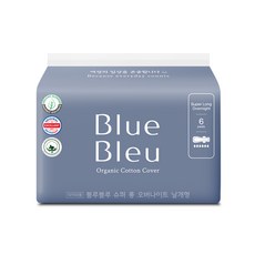 Blue Bleu 棉質包覆衛生棉, 超長夜用型(43cm), 6片, 1包