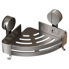 HOUDER 吸盤式太空鋁置物架 三角 標準, 槍灰色, 1個