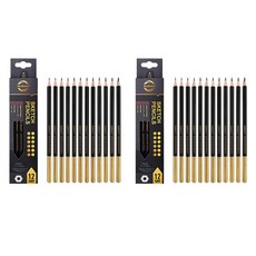 전문가용 드로잉 연필 12개 세트, 2H, H, F, HB, B, 2B~8B, 2세트