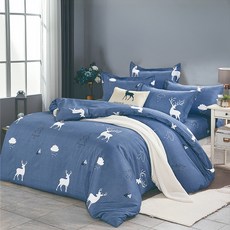 台灣製 舒柔棉床包枕套組, 床包 + 枕套 2個, 加大, 神秘森林