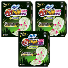 SOFY 蘇菲 超熟睡 草本抑菌超薄衛生棉 護翼型, 35cm, 11片, 3包