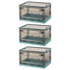 三開茶色收納箱, 萌芽綠透明, 100L, 65.5x46x36cm, 茶綠色, 加大(60 x 42 x 34cm), 3個