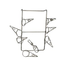 G+居家 無痕貼方型晾曬架 8夾 加粗款 耐重5kg 尺寸11.5x19.5x3.7公分, 2組, 不鏽鋼