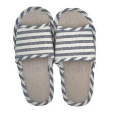 亞麻拖鞋 室內拖鞋 男款 L號 條紋, L(44-45), 藏青條紋, 2雙