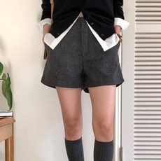 afinar 女款仿羊毛格紋短褲