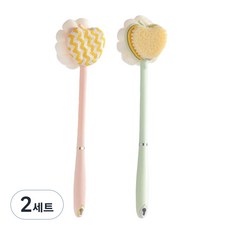 Cozywell 柔軟雙面沐浴刷 2件組 WA5027, 2套, 粉紅色, 綠色