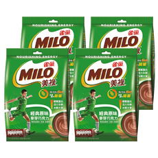 MILO 美祿 經典原味巧克力麥芽飲品 沖泡粉, 純正牛奶, 麥芽精華, 維生素B群, 25g, 14包, 4袋