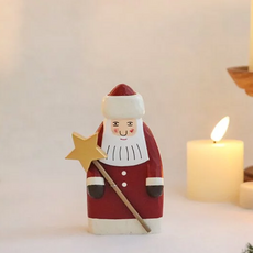 T-Lab. 聖誕限定 古典聖誕老人擺飾 木質, 拿星星杖, 1個