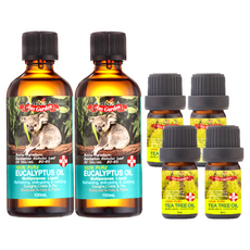 Ausgarden澳維花園 精油組 (藍膠尤加利100ml+茶樹5ml), 220ml, 1組