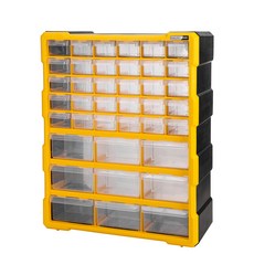 deLi 得力 工具抽屜式零件盒 配件堆疊 黑色黃色 DL432039, 1個