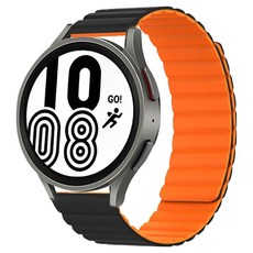 LuA lovel Galaxy Watch 兼容磁吸矽膠錶帶, 黑色 + 橘色, 1個