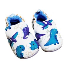 手工防滑嬰兒學步鞋, 精梳棉+PVC材質, 可愛恐龍/16cm