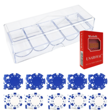 다싸닷컴 컬러포커칩 블루50p+화이트50p+로얄카드+아크릴케이스 A1세트, 혼합색상, 1세트