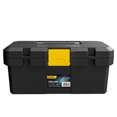 델리툴즈 휴대용 플라스틱 공구 보관 툴박스 블랙 옐로우 DL432912, 1개