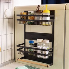 21세기트랜드 자석형 수납선반 2단, 블랙, 1개