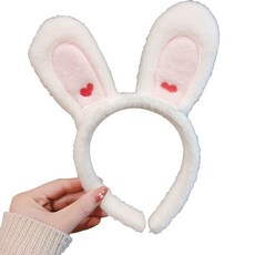 Kindmyzzoo 遊樂園生日派對動物人生四格照髮箍, 1個, 白色(兔子造型)