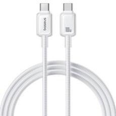 베이스어스 C타입-C타입 고속 충전 데이터 케이블 100W, 화이트, 1개, 1m