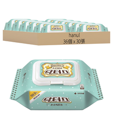 hanul 手部消毒濕紙巾 掀蓋型, 30張, 36包